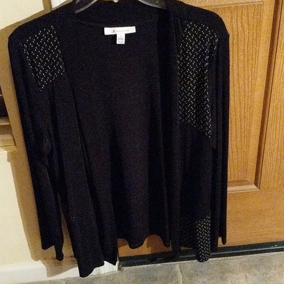 JM Collections, black nylon, cardigan. Med. - Picture 5 of 8